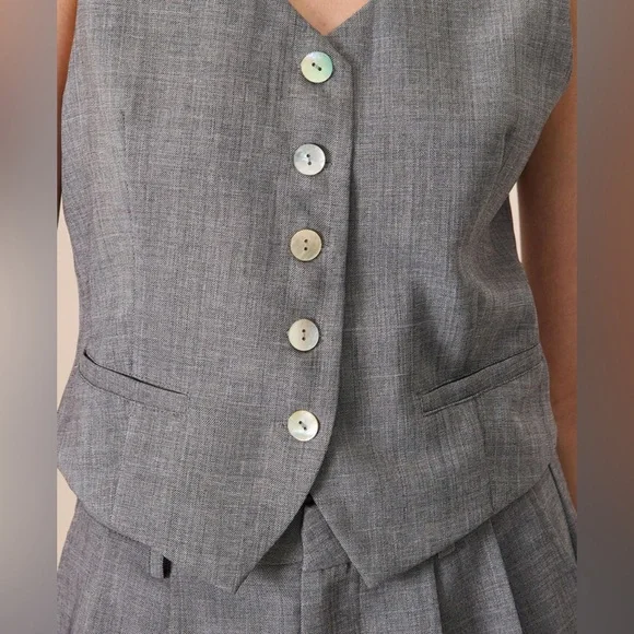 NWT RIHOAS The Grey V-Neck Button Vest Sz S - Picture 3 of 4